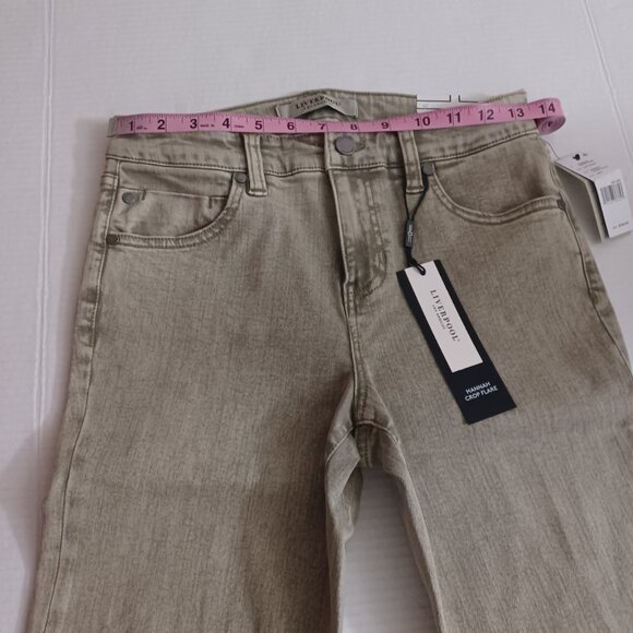 LIVERPOOL HANNAH CROP FLARE FRAY HEM MINERAL LAUREL OLIVE SIZE 4/27 - Picture 9 of 15